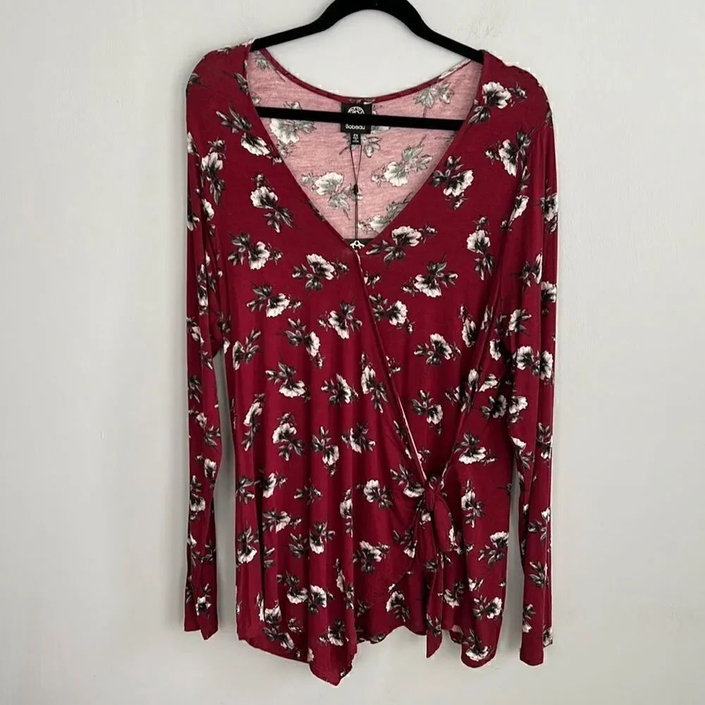 Women’s Bobeau 2X wrap shirt floral new with tags